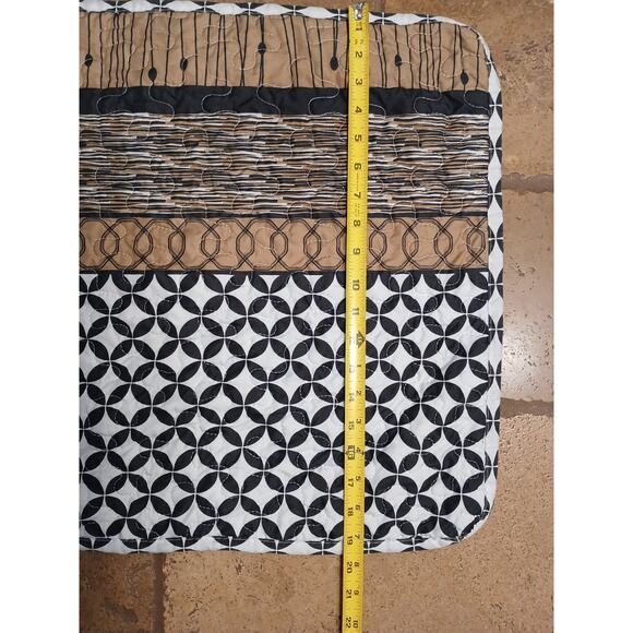 MCM 2 Bed Pillowcases 20x26 Black Brown Geo Circle Lattice Thick Quilted Modern - Picture 11 of 16